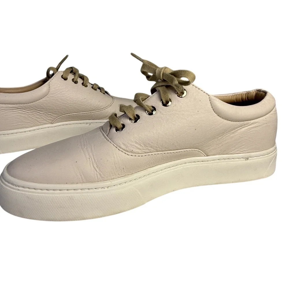 Nisolo Anthropologie Sneakers Everyday Ivory‎ Bone Lace Up Leather Womens Sz 8